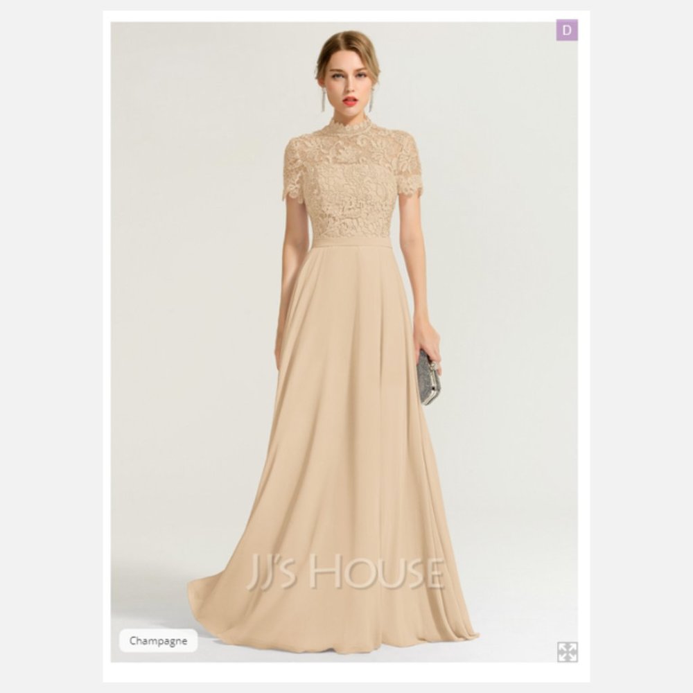 JJ's House A-Line High Neck Floor-Length Chiffon Bridesmaid Dress (BRAND NEW)
